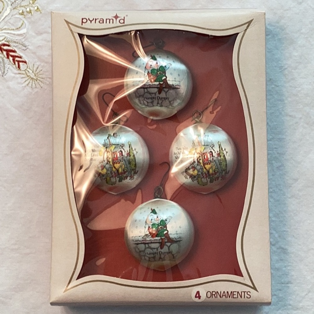 Vintage satin Nursery Rhyme Christmas tree balls